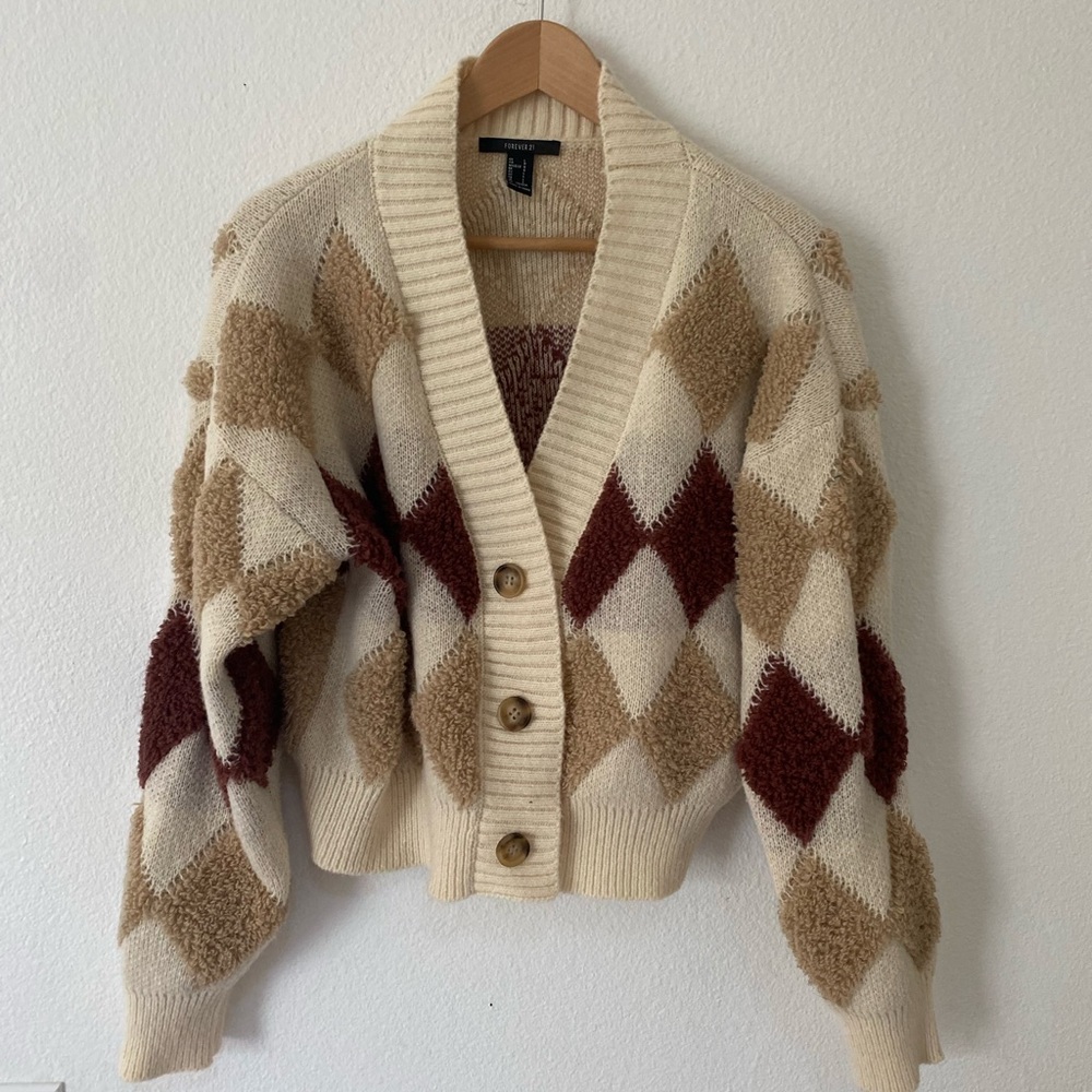 Cropped Argyle Sweater